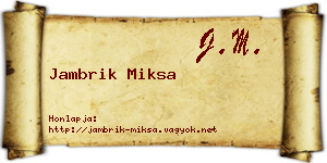 Jambrik Miksa névjegykártya
